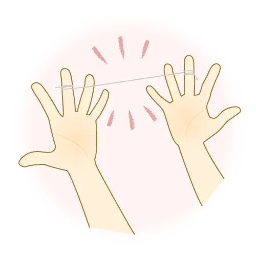 指に巻き付けたフロス①