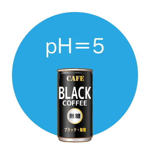 pHが低い酸性飲み物（ブラックコーヒー）