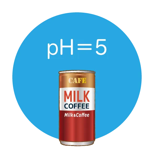 pHが低い酸性飲み物（甘い缶コーヒー）