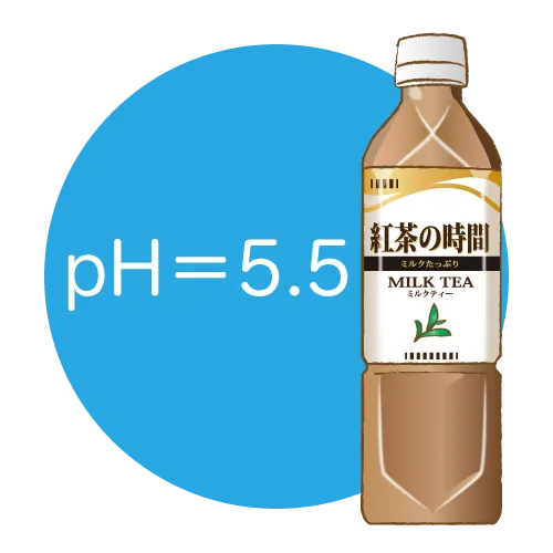 pHが微妙に中性に近い飲み物（ミルクティー）