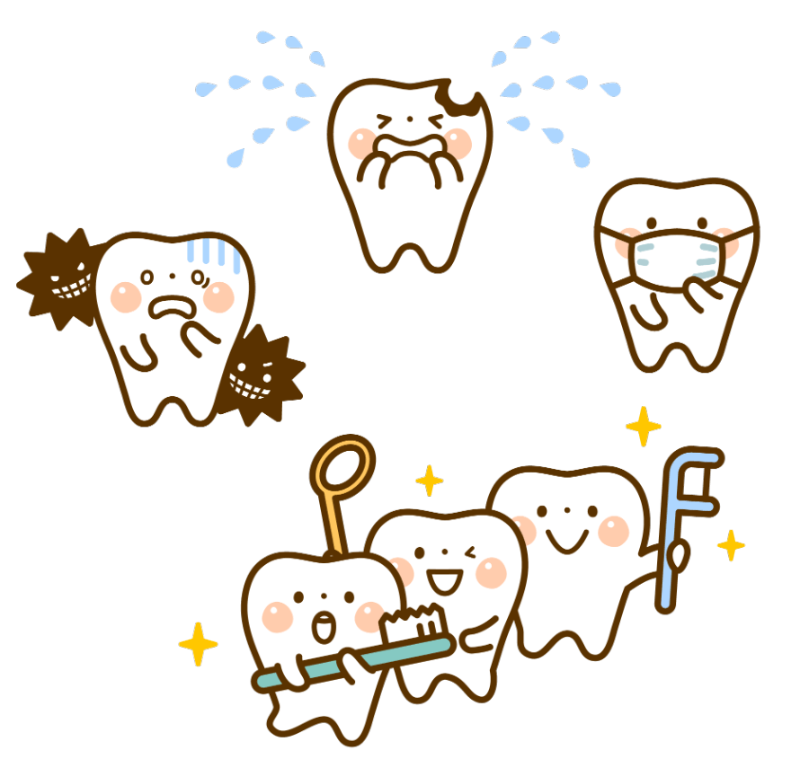 仕上げ磨きによる子どもの虫歯予防のイラスト