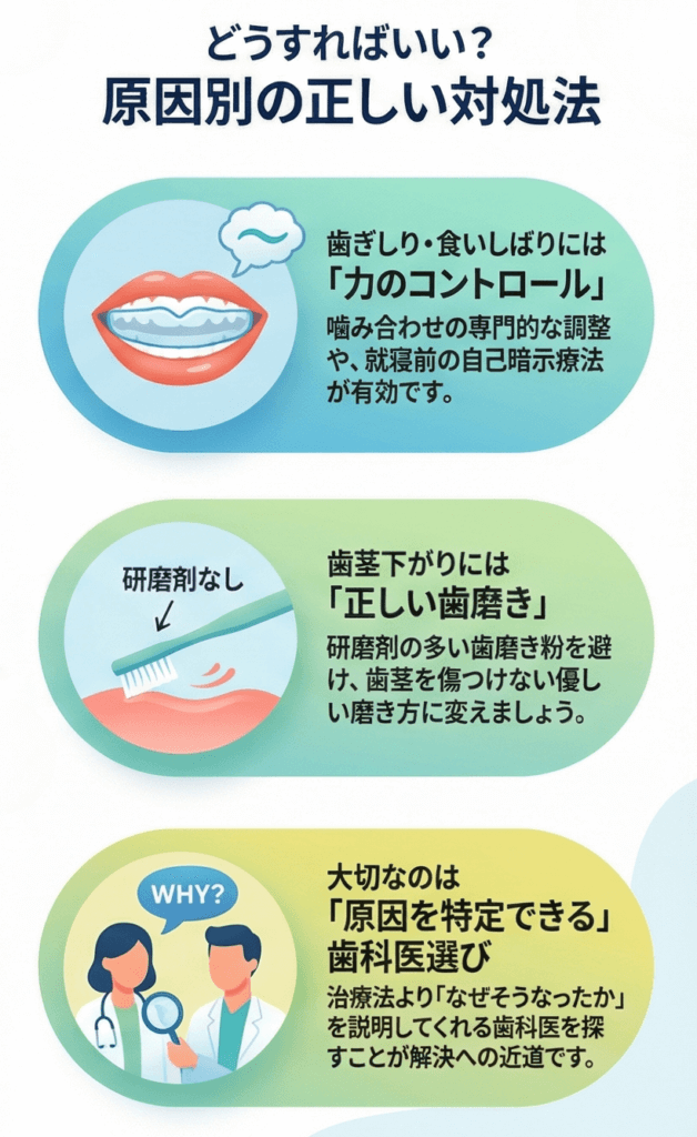 知覚過敏を引き起こす3つの主な原因を分かりやすくまとめた解説イラスト