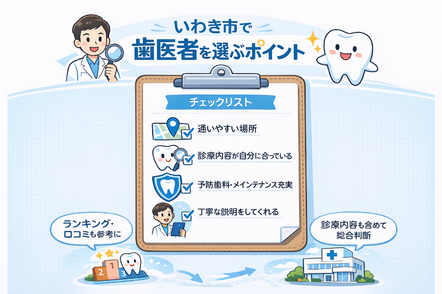 いわき市で歯医者を選ぶときのポイントとチェックリスト｜ランキングや口コミを見るときの注意点