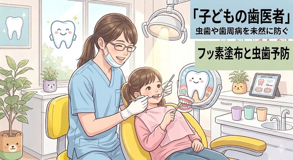 小児歯科でのフッ素塗布と虫歯予防のイメージ（子どもの歯科診療）